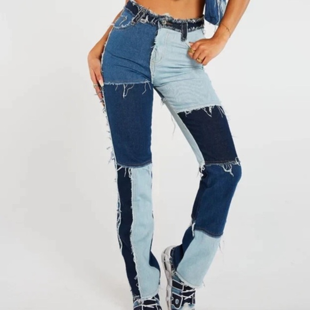 Jaded London Women's Multi-Blue Straight Leg Jeans - W30